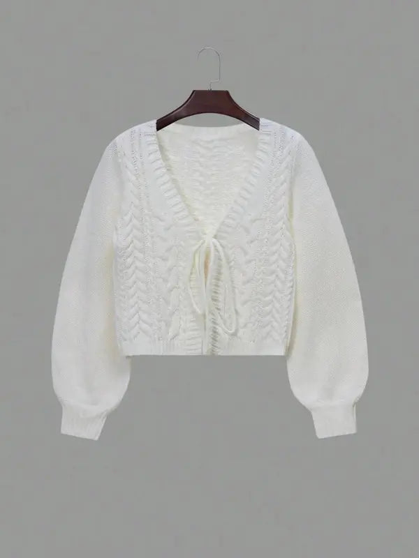 Alicia™ | Casual drop shoulder lange mouwen vest tie front V-hals knitwear