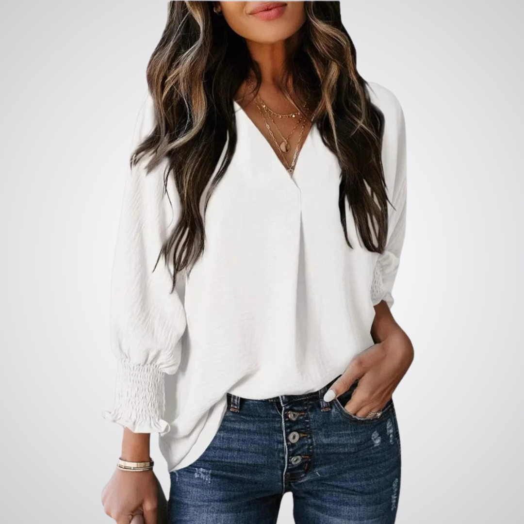 Leila™ | Klassieke V-hals tunic blouse