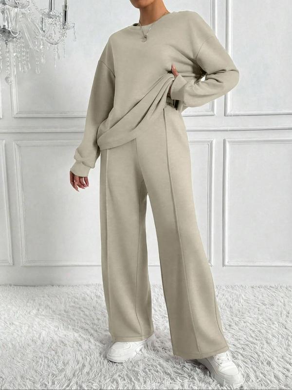 Beth™ | Casual effen kleur sweatshirt & broek set for outdoor comfort