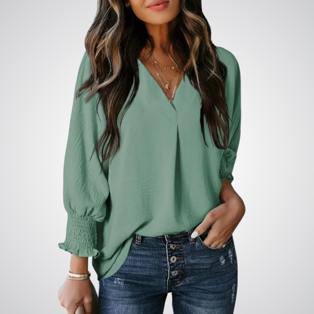 Leila™ | Klassieke V-hals tunic blouse