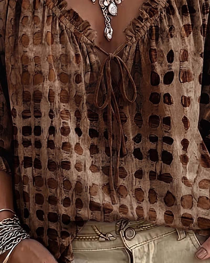 Blouse À Pois Avec Lacets