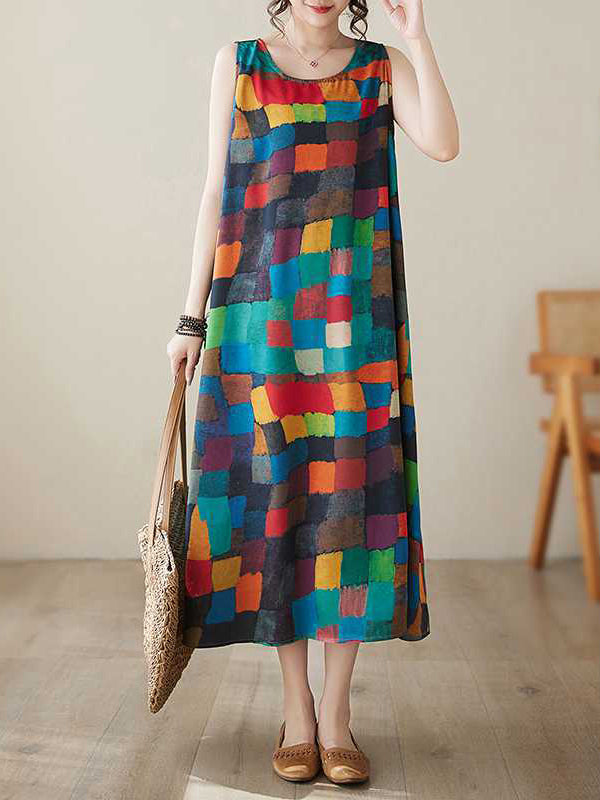 Belle | Jurk with colourful squares