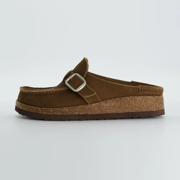 Elizabeth™ | Dames suède clogs met kurken voetbed