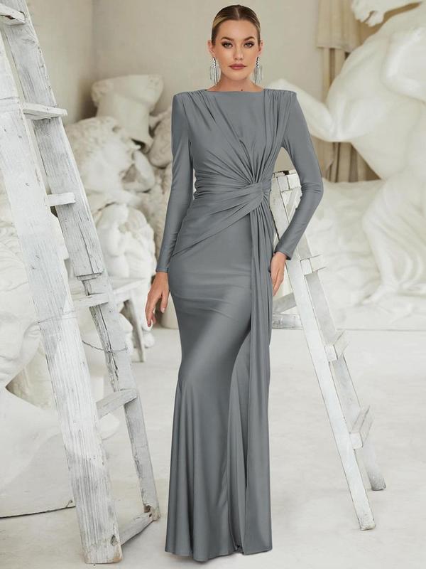 Anna™ | Elegante effen kleur ruched padded shoulder bodycon jurk