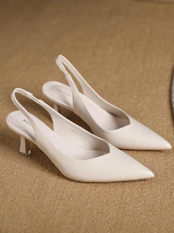 Amira™ | Dames pu leather slingback hakken simple effen kleur spitse neus pumps