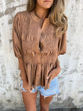 Eliza™ | Pleated button-up blouse