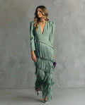 Susie | Elegante jurk with fringe sleeves
