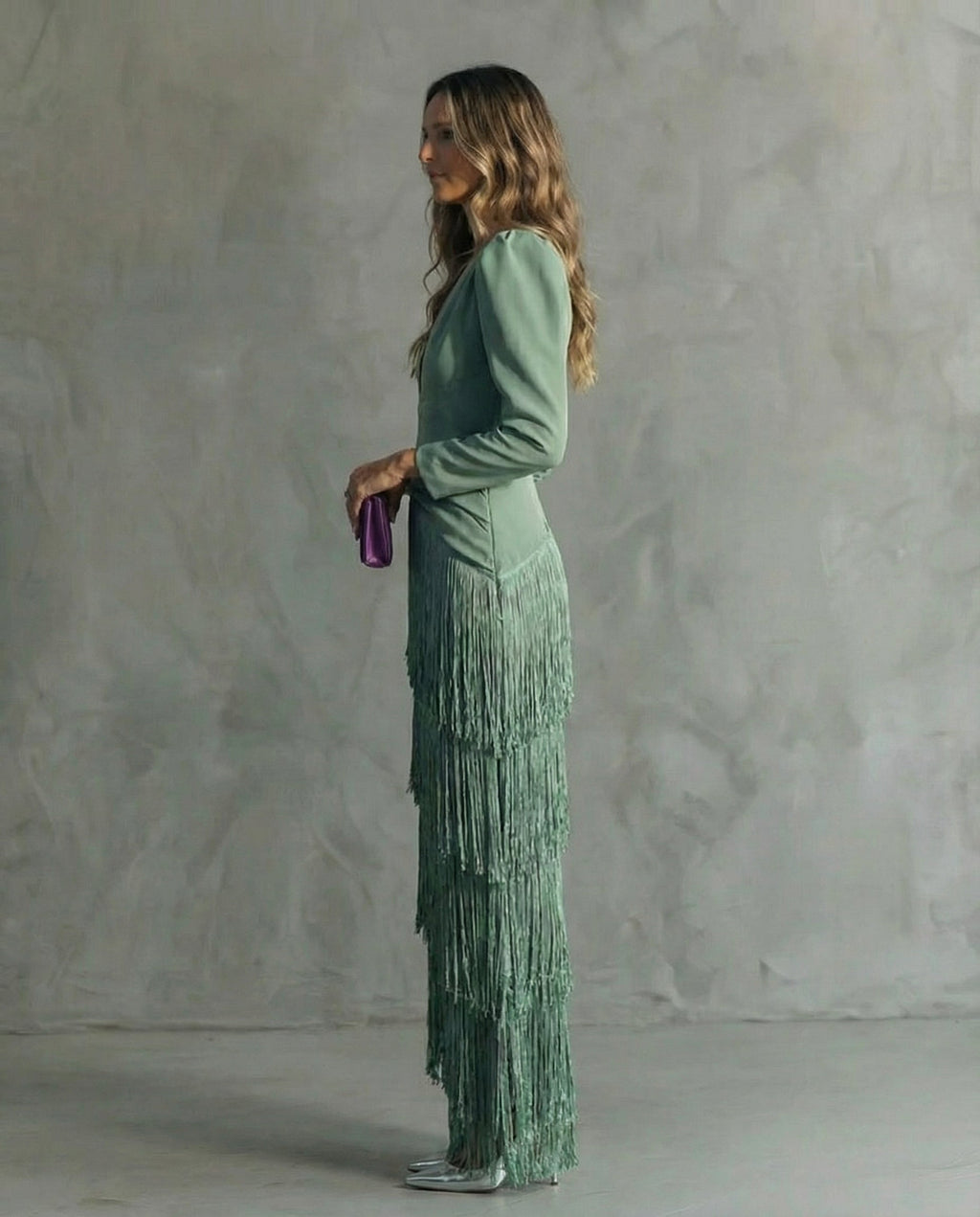 Susie | Elegante jurk with fringe sleeves