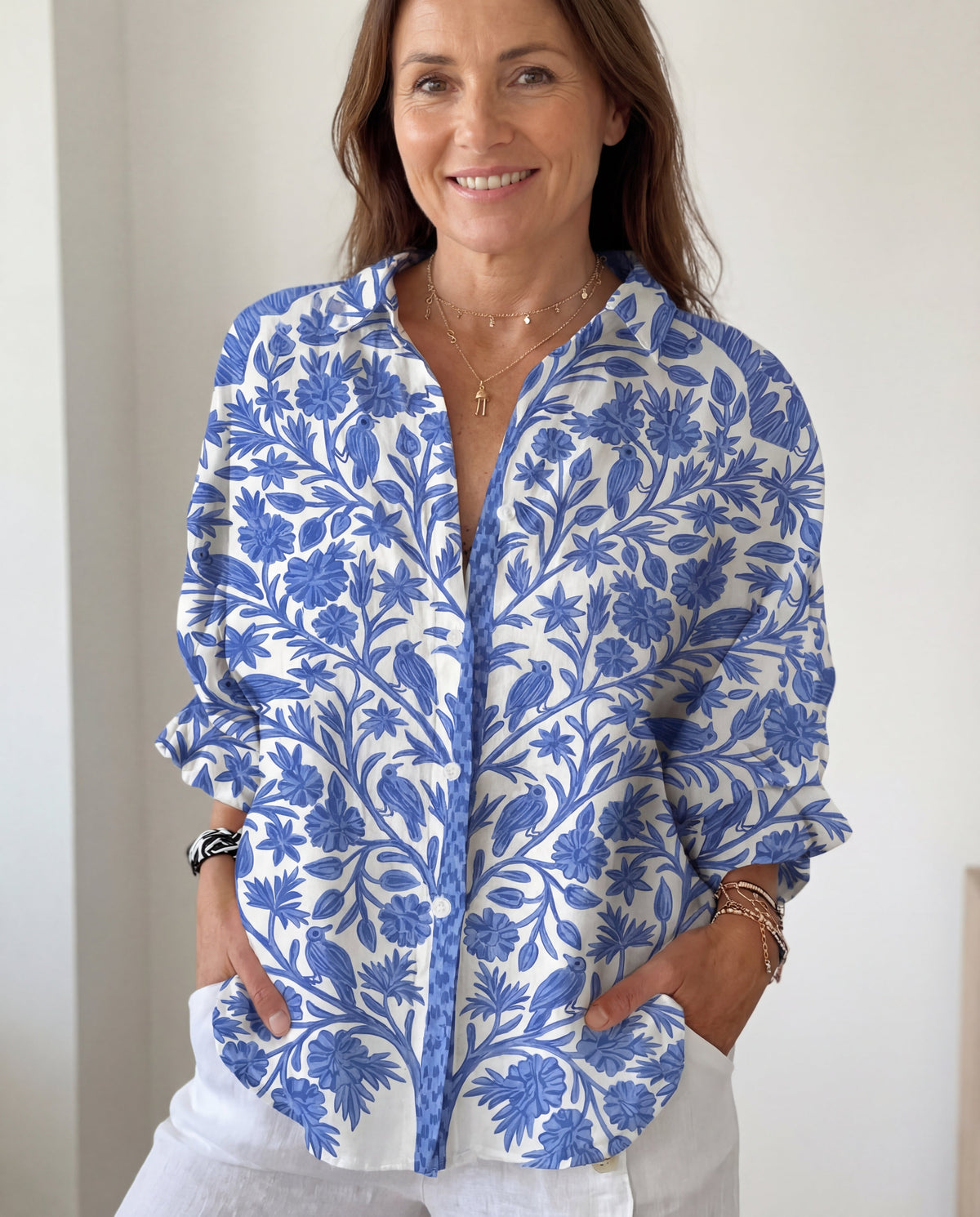 Isabelle | Blue bloemen blouse