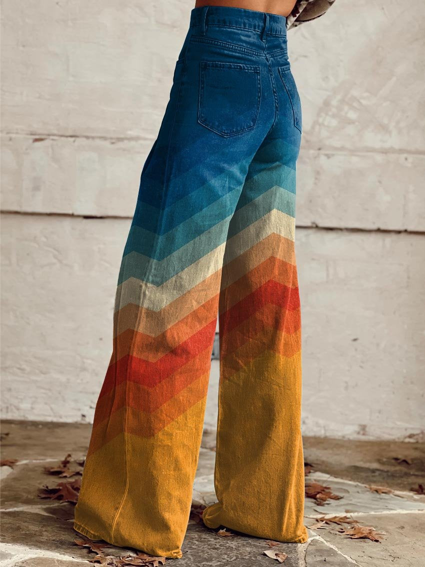 Callie™ | Retro chevron wide-leg broek