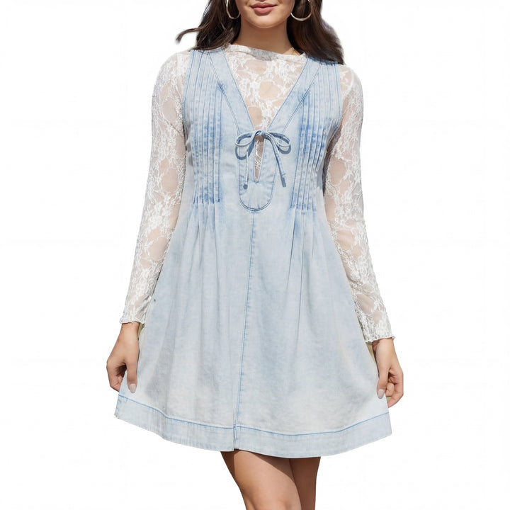 Lauren™ | Vintage inspired zonder mouwen v neck mini jurk