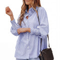 Sarah™ | Moderne gestreepte button shirt