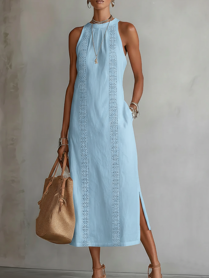 Cecilia | Midi jurk with a mandarin collar