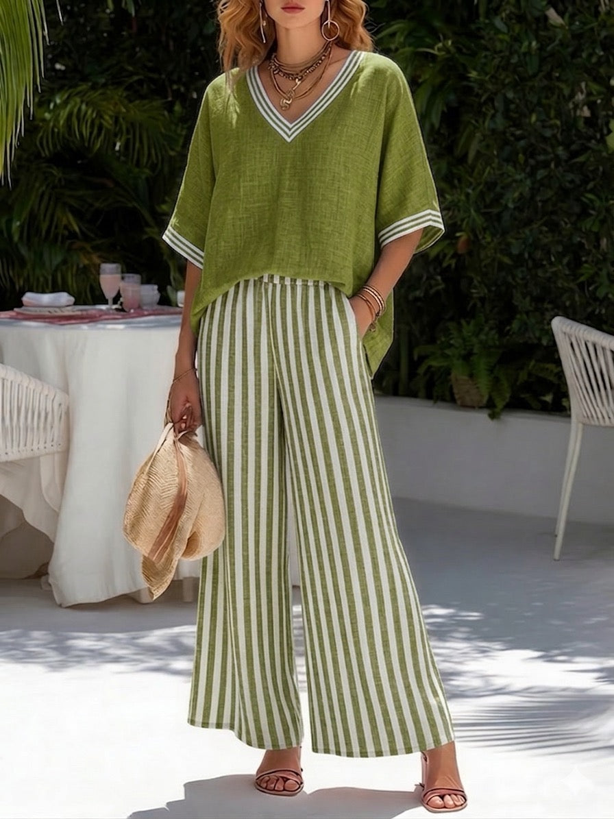 Alur | Gestreepte linen duo set