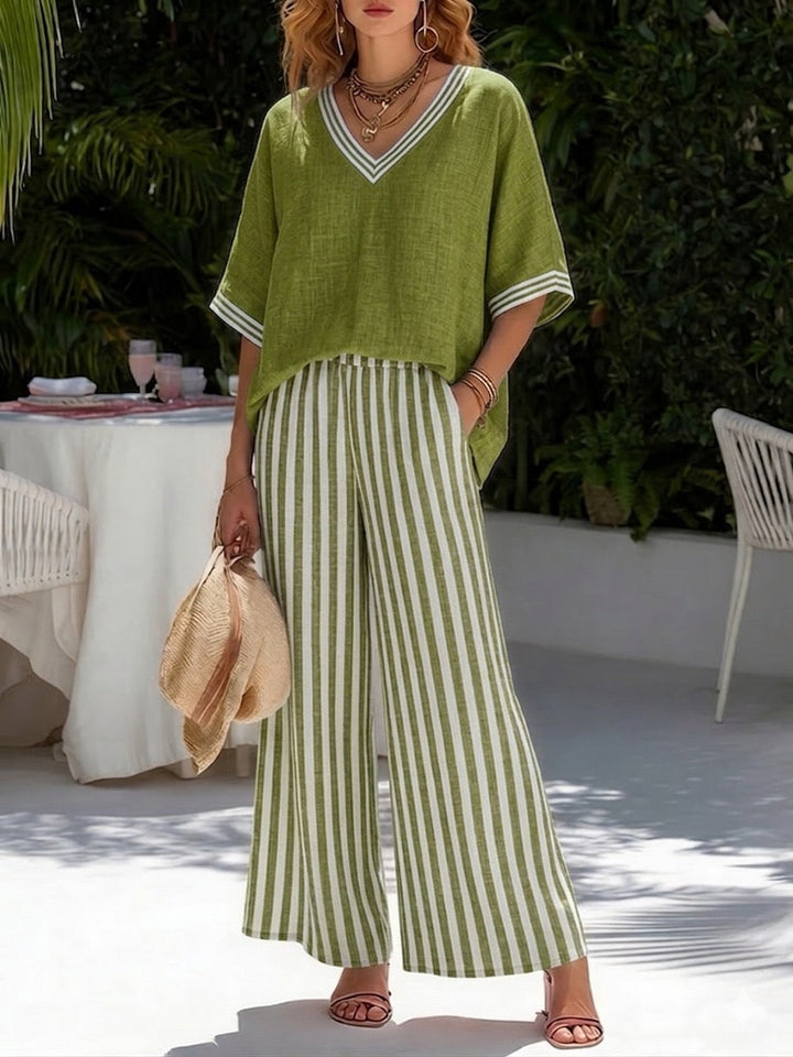 Alur | Gestreepte linen duo set