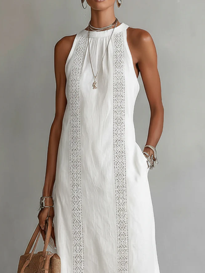 Cecilia | Midi jurk with a mandarin collar