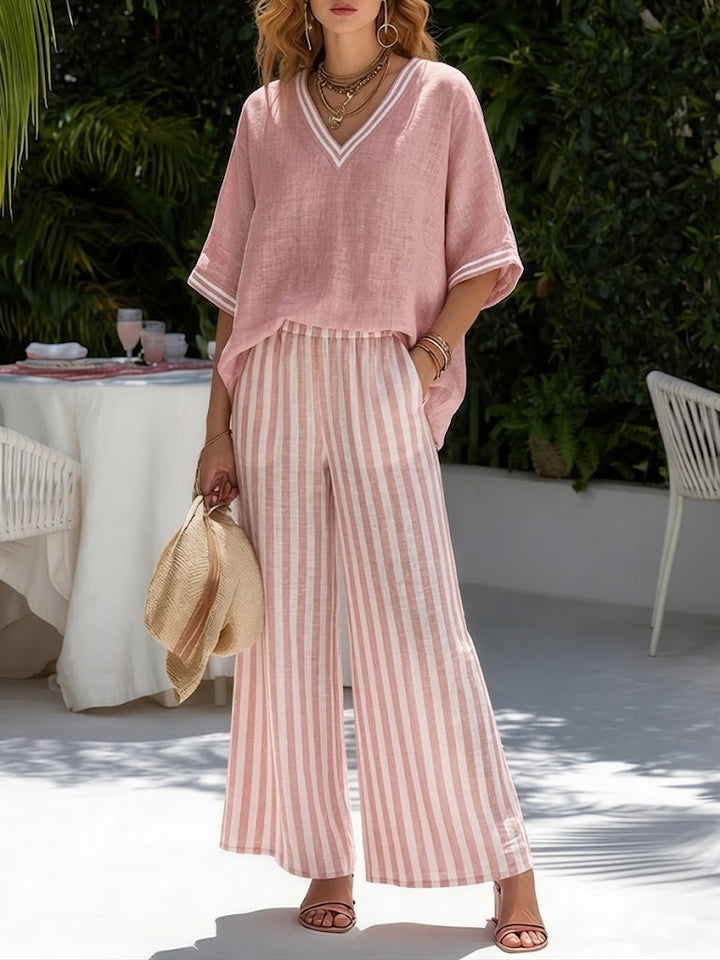 Rosa | Two-piece gestreepte set