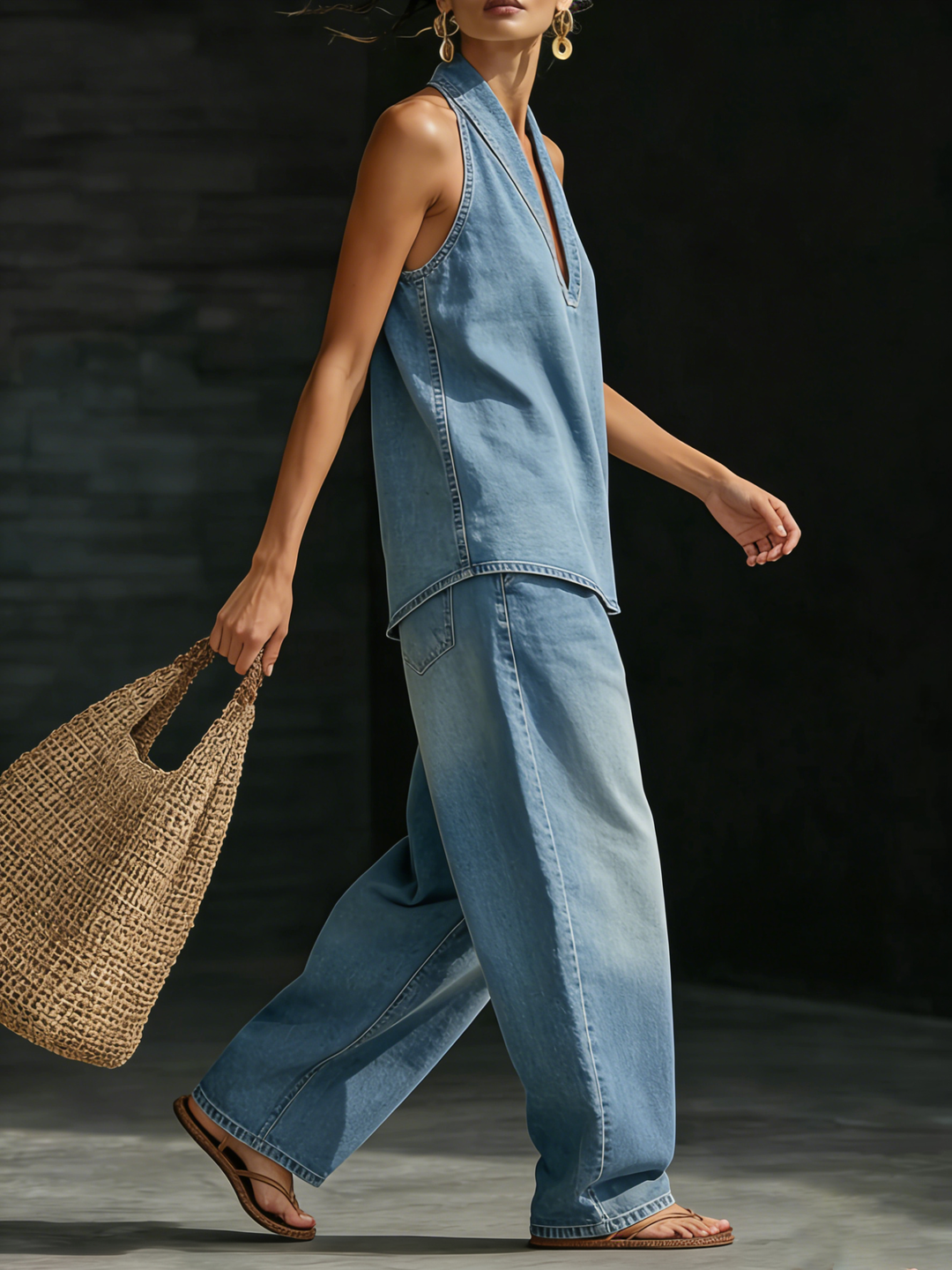 Mary™ | Comfortabele minimalist denim tweedelige set
