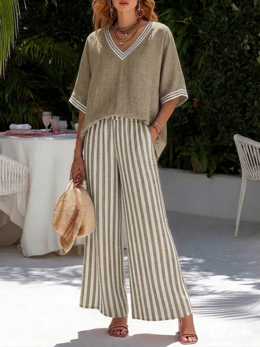 Alur | Gestreepte linen duo set