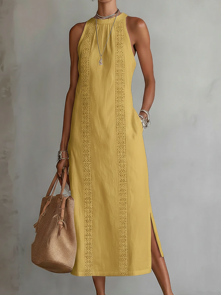 Cecilia | Midi jurk with a mandarin collar