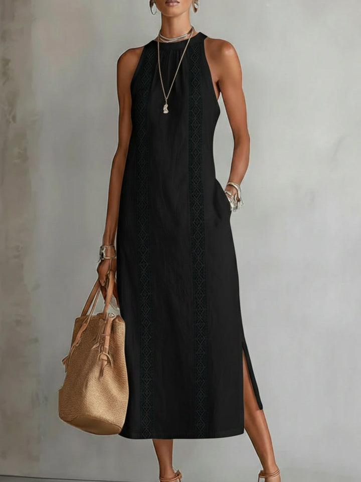 Cecilia | Midi jurk with a mandarin collar