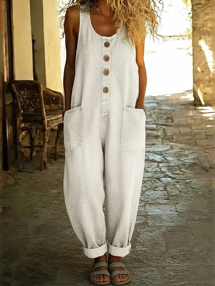 Saylor | Vintage washed cotton denim overalls