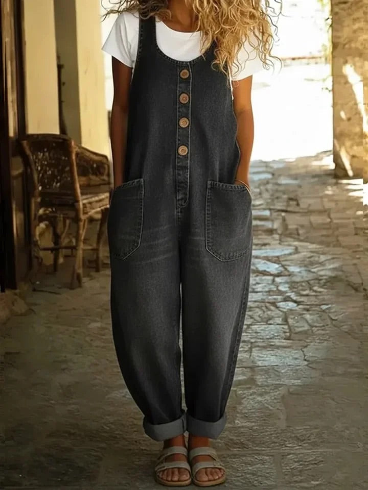 Saylor | Vintage washed cotton denim overalls