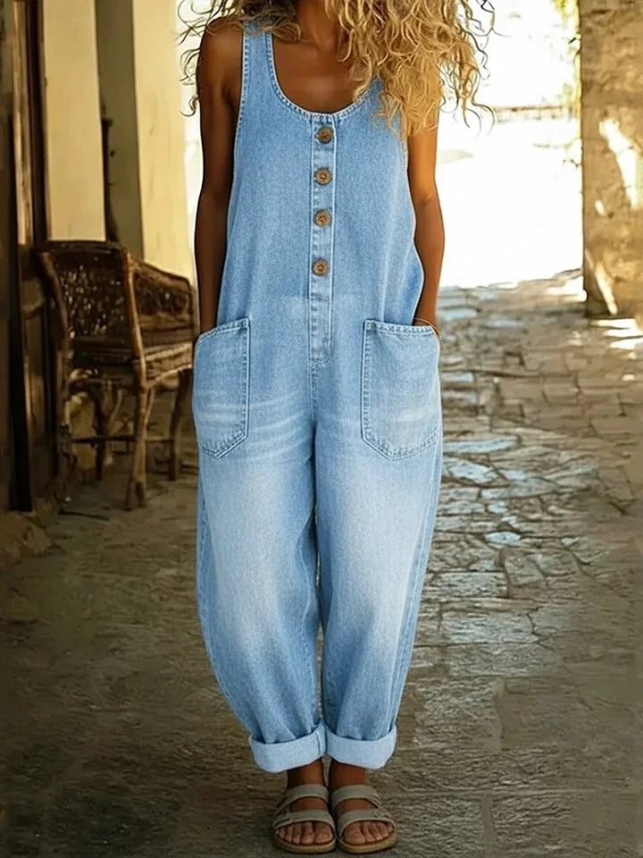Saylor | Vintage washed cotton denim overalls