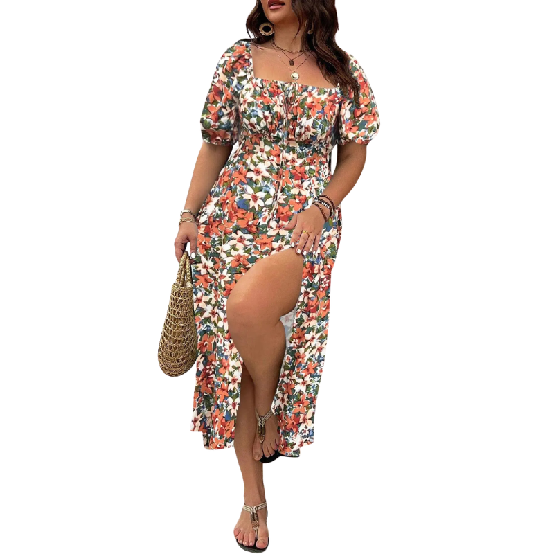 Serene™ | Elegante plus size tie front bloemenjurk