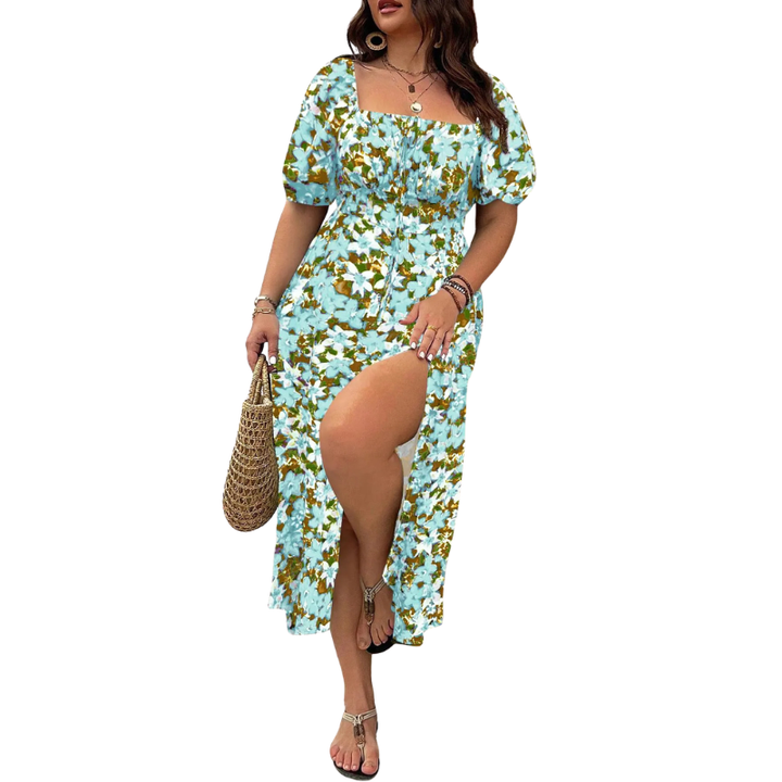 Serene™ | Elegante plus size tie front bloemenjurk