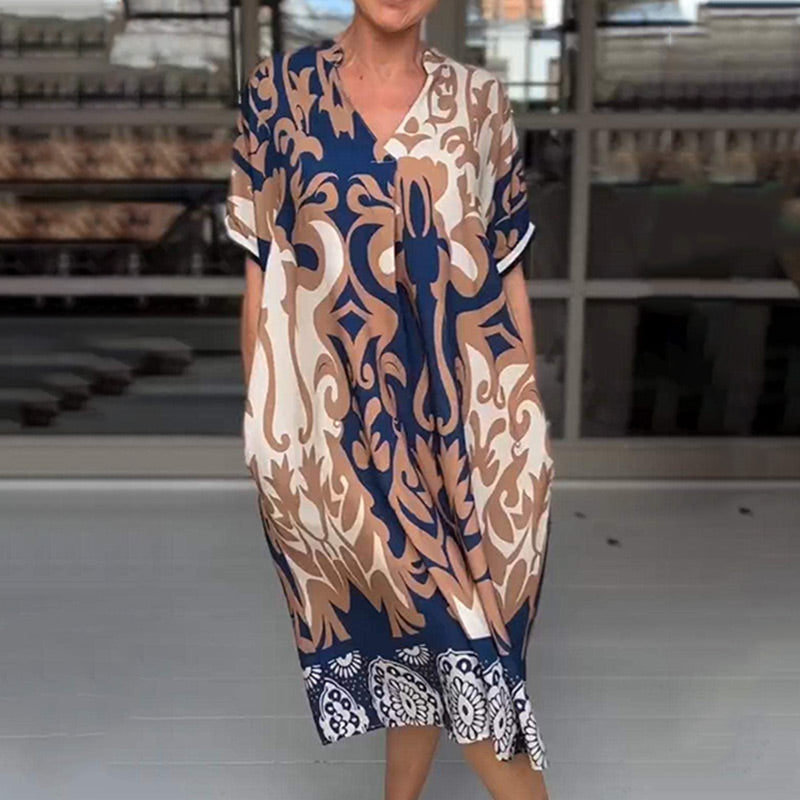Evelora | Met print midi jurk