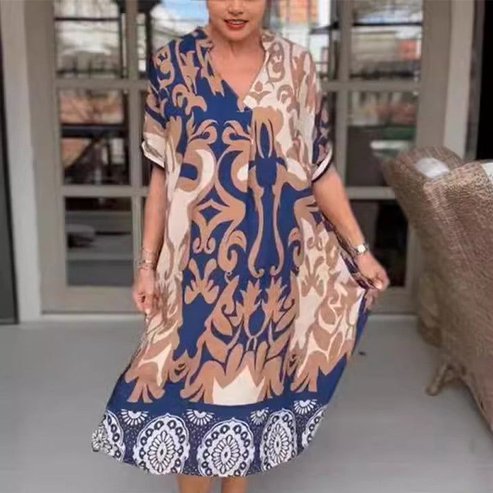 Evelora | Met print midi jurk