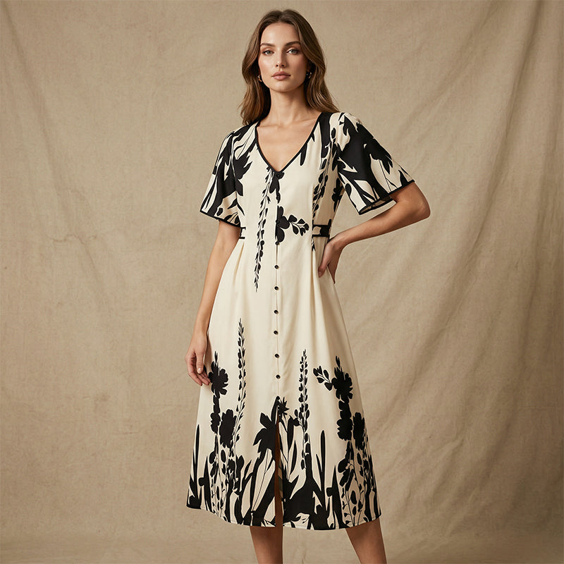 Julavie | Botanical midi jurk