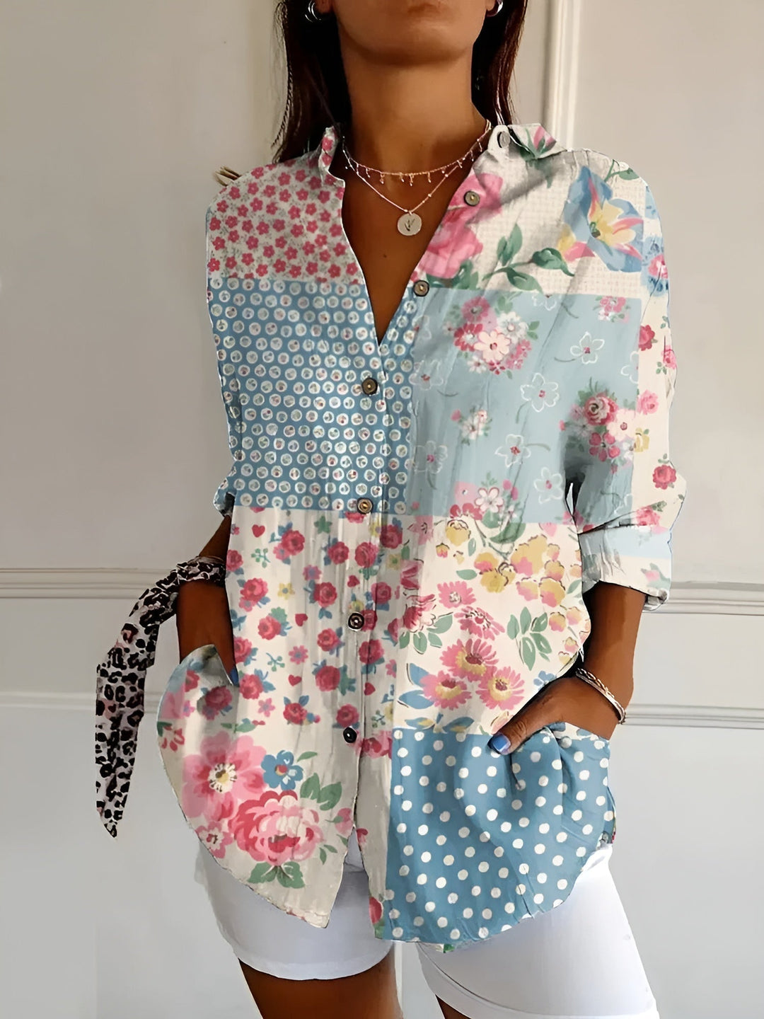 Melodie™ | Elegante bloemen button shirt