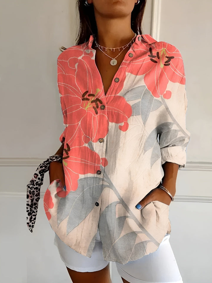 Melodie™ | Elegante bloemen button shirt