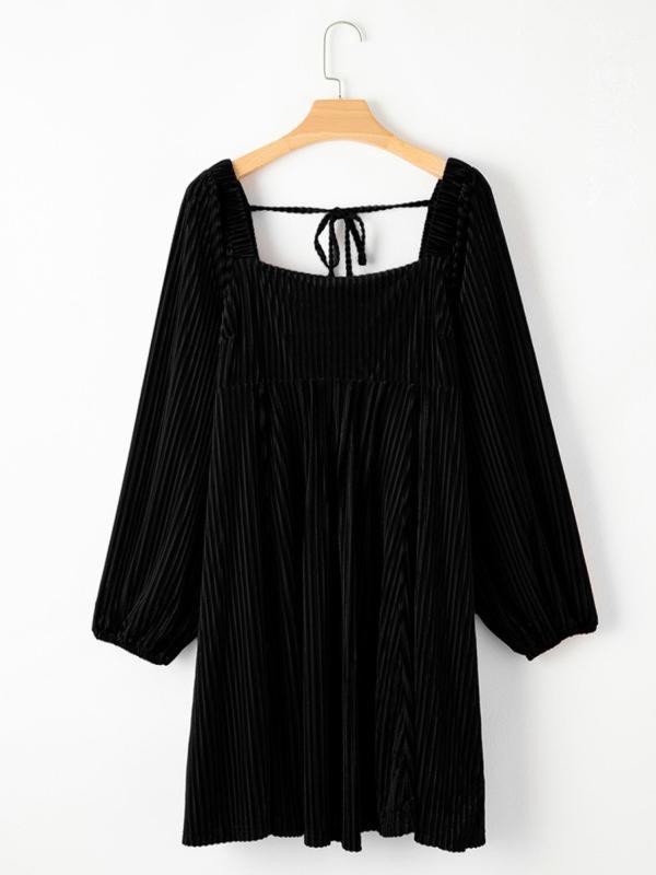 Olivera™ | Chique bishop lange mouwen a-line jurk with square neck